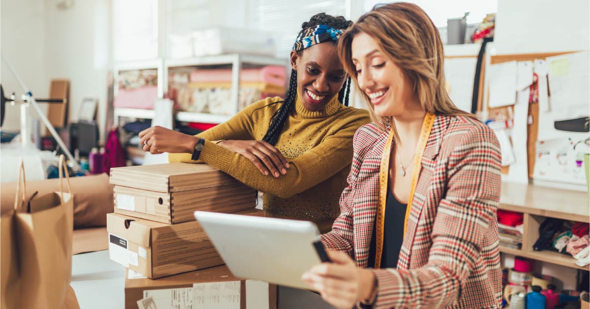 Staff working with clients